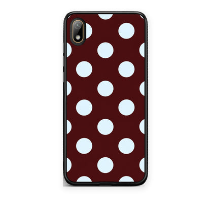 Θήκη Huawei Y5 2019 Pale Blue Large Polka Dots on Burgundy από τη Smartfits με σχέδιο στο πίσω μέρος και μαύρο περίβλημα | Huawei Y5 2019 Pale Blue Large Polka Dots on Burgundy case with colorful back and black bezels