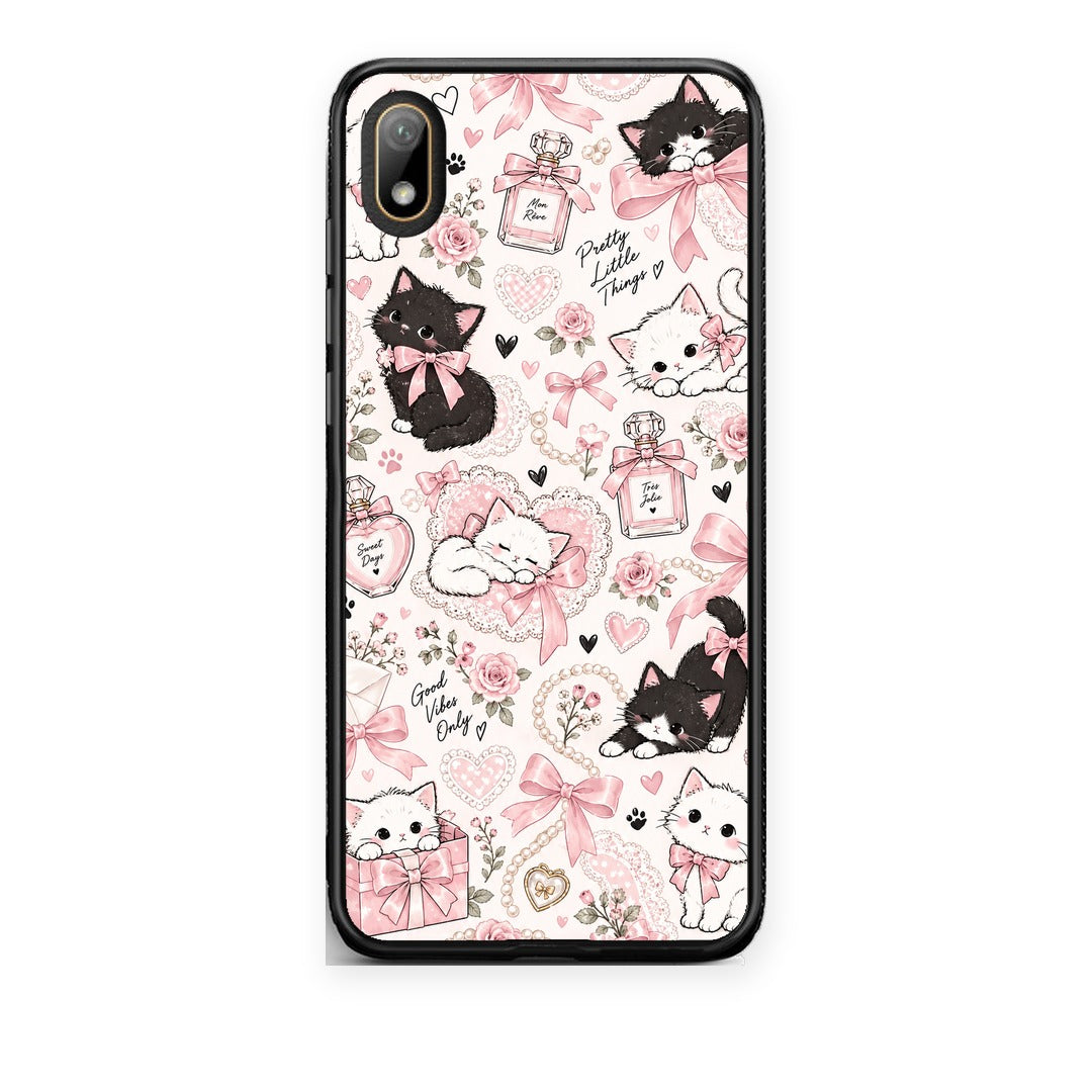 Θήκη Huawei Y5 2019 Pink Bows and Kittens Collage από τη Smartfits με σχέδιο στο πίσω μέρος και μαύρο περίβλημα | Huawei Y5 2019 Pink Bows and Kittens Collage case with colorful back and black bezels