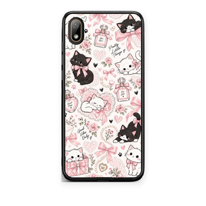 Θήκη Huawei Y5 2019 Pink Bows and Kittens Collage από τη Smartfits με σχέδιο στο πίσω μέρος και μαύρο περίβλημα | Huawei Y5 2019 Pink Bows and Kittens Collage case with colorful back and black bezels