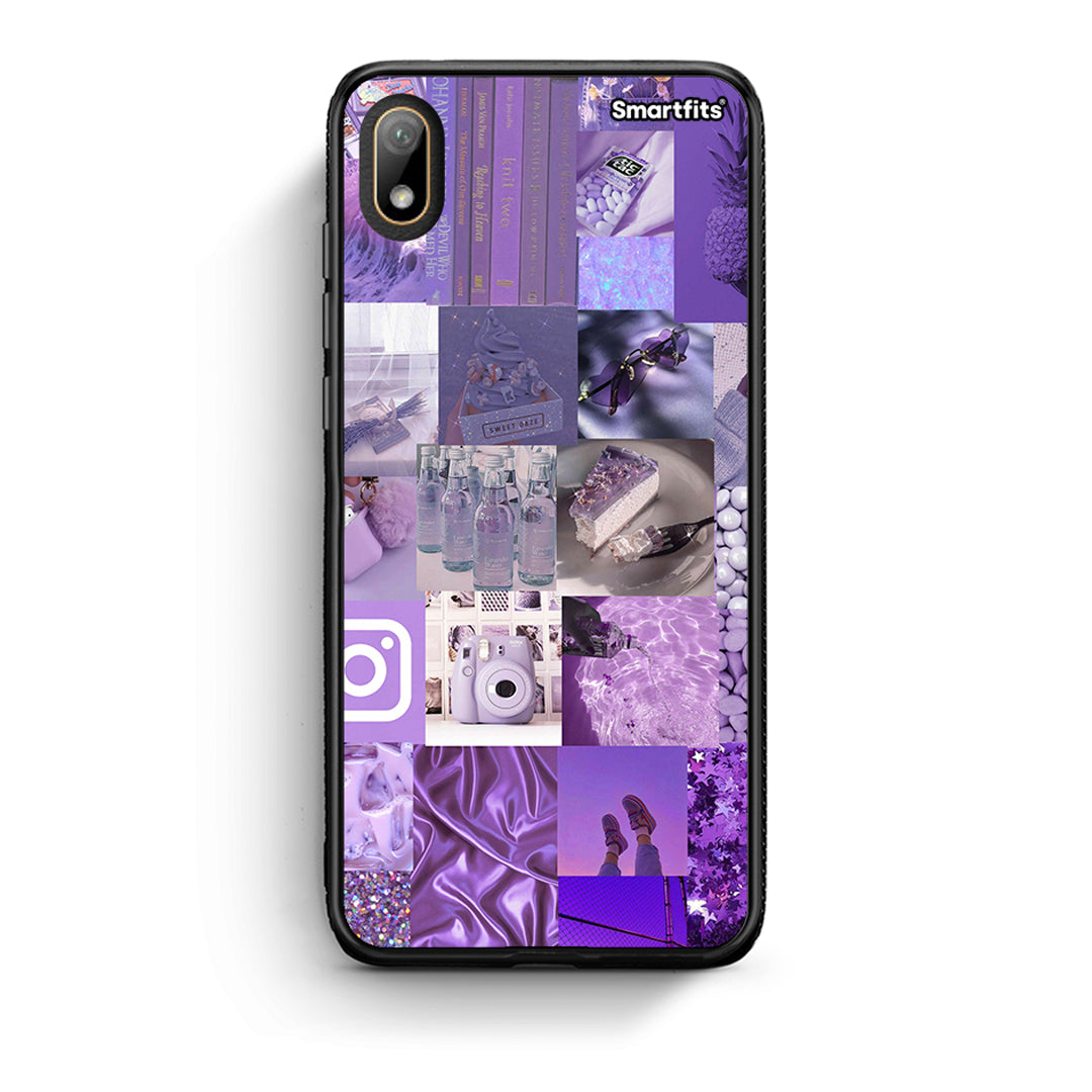 Huawei Y5 2019 Purple Aesthetic Collage θήκη από τη Smartfits με σχέδιο στο πίσω μέρος και μαύρο περίβλημα | Smartphone case with colorful back and black bezels by Smartfits