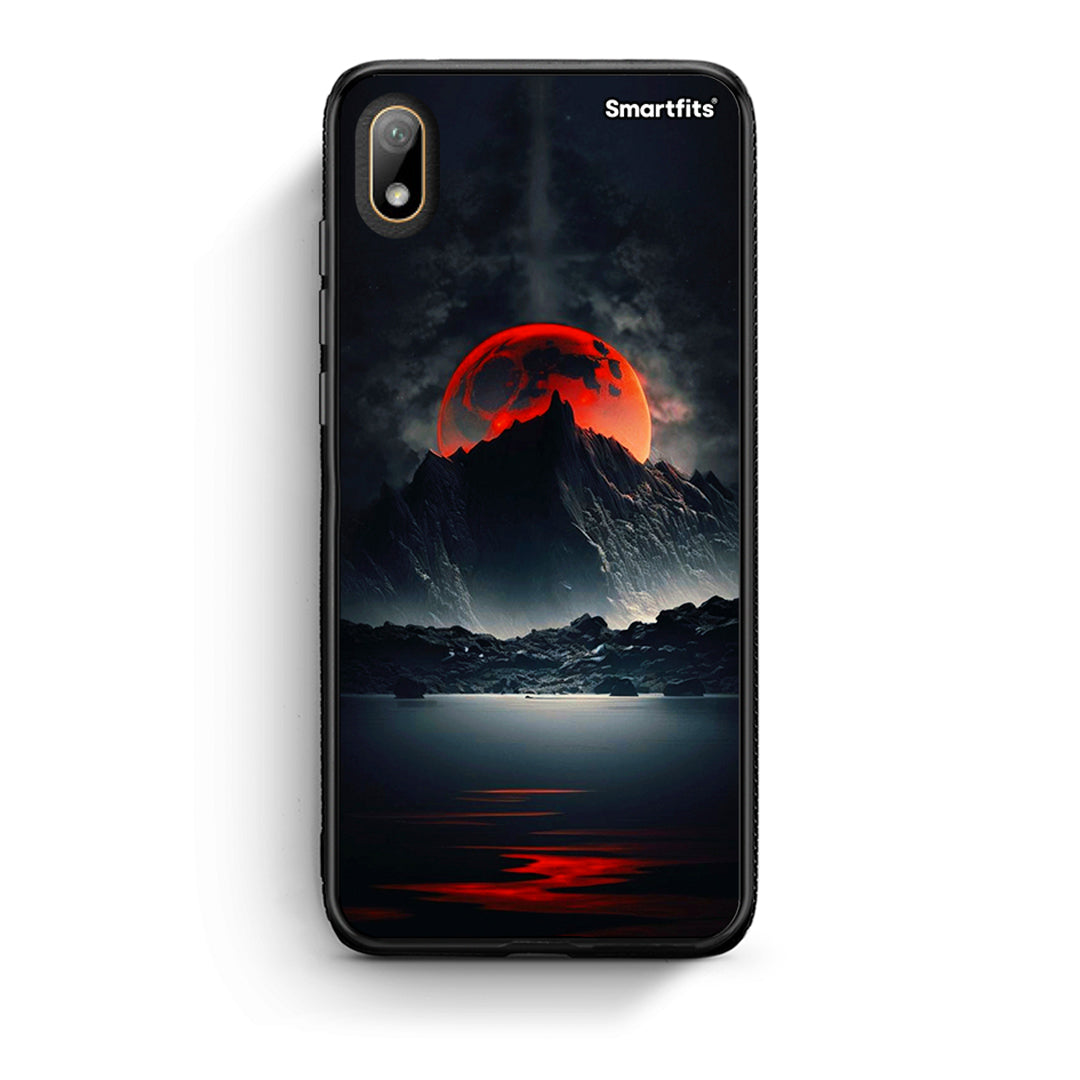 Huawei Y5 2019 Red Full Moon θήκη από τη Smartfits με σχέδιο στο πίσω μέρος και μαύρο περίβλημα | Smartphone case with colorful back and black bezels by Smartfits