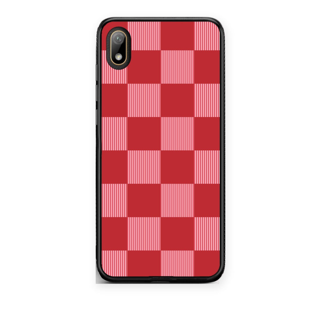 Θήκη Huawei Y5 2019 Red and Pink Striped Checks από τη Smartfits με σχέδιο στο πίσω μέρος και μαύρο περίβλημα | Huawei Y5 2019 Red and Pink Striped Checks case with colorful back and black bezels