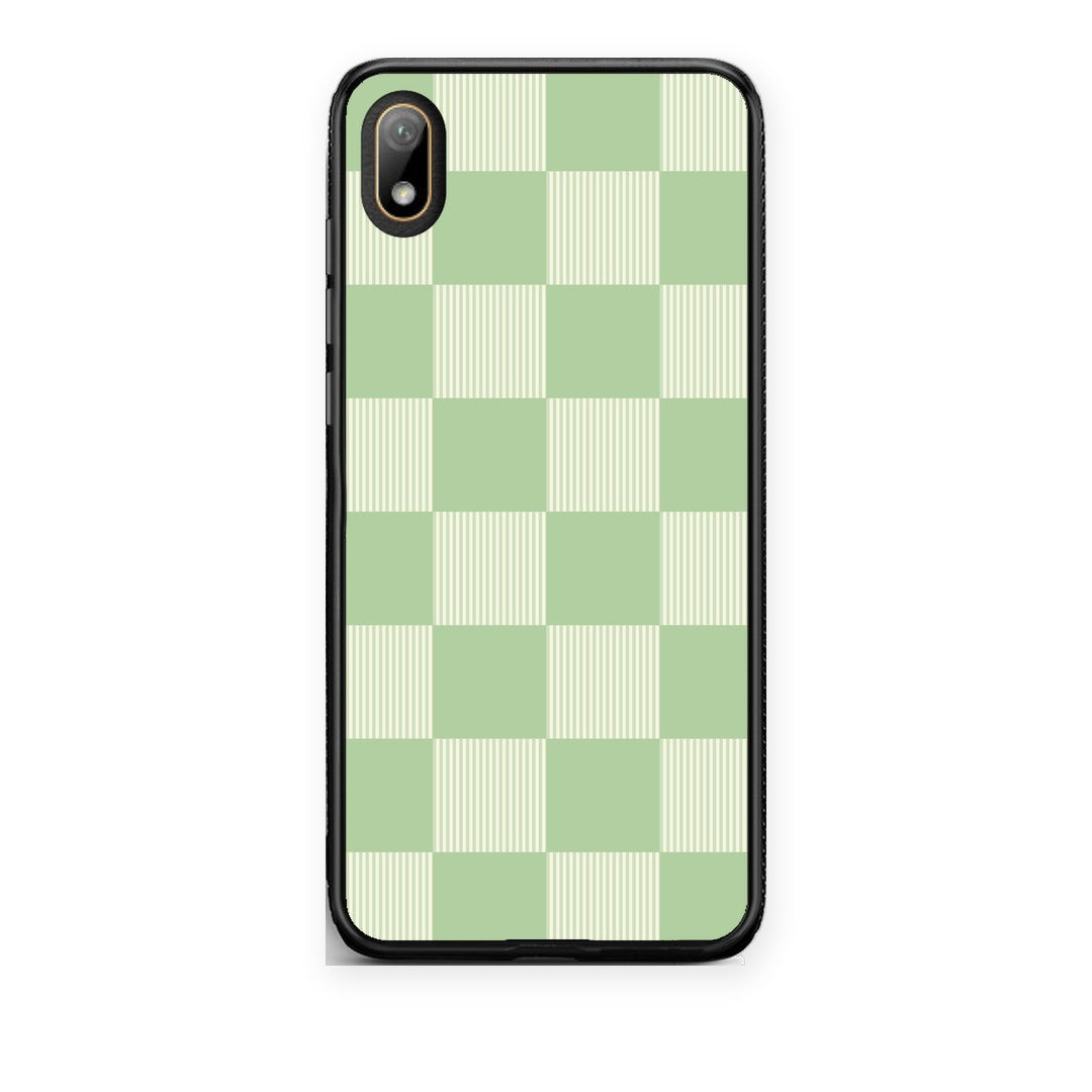 Θήκη Huawei Y5 2019 Sage and Cream Striped Checks από τη Smartfits με σχέδιο στο πίσω μέρος και μαύρο περίβλημα | Huawei Y5 2019 Sage and Cream Striped Checks case with colorful back and black bezels