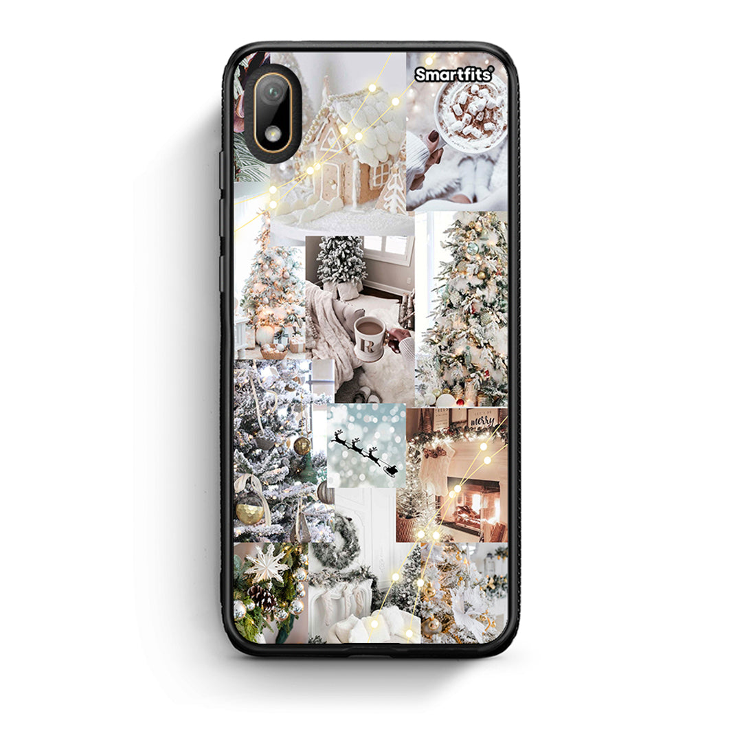 Huawei Y5 2019 White Christmas θήκη από τη Smartfits με σχέδιο στο πίσω μέρος και μαύρο περίβλημα | Smartphone case with colorful back and black bezels by Smartfits