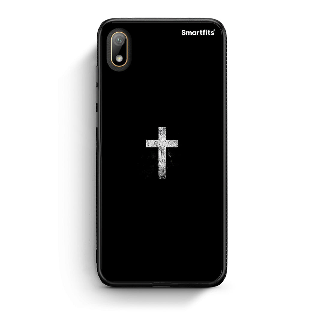 Huawei Y5 2019 White Cross θήκη από τη Smartfits με σχέδιο στο πίσω μέρος και μαύρο περίβλημα | Smartphone case with colorful back and black bezels by Smartfits
