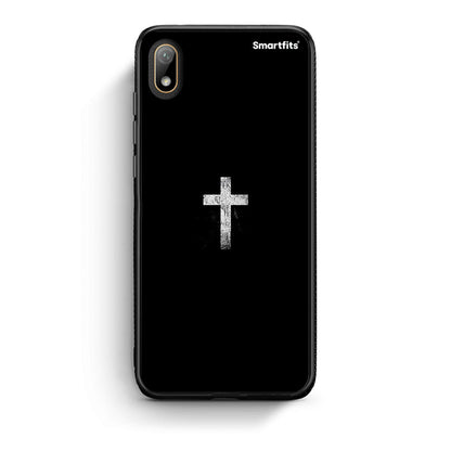 Huawei Y5 2019 White Cross θήκη από τη Smartfits με σχέδιο στο πίσω μέρος και μαύρο περίβλημα | Smartphone case with colorful back and black bezels by Smartfits