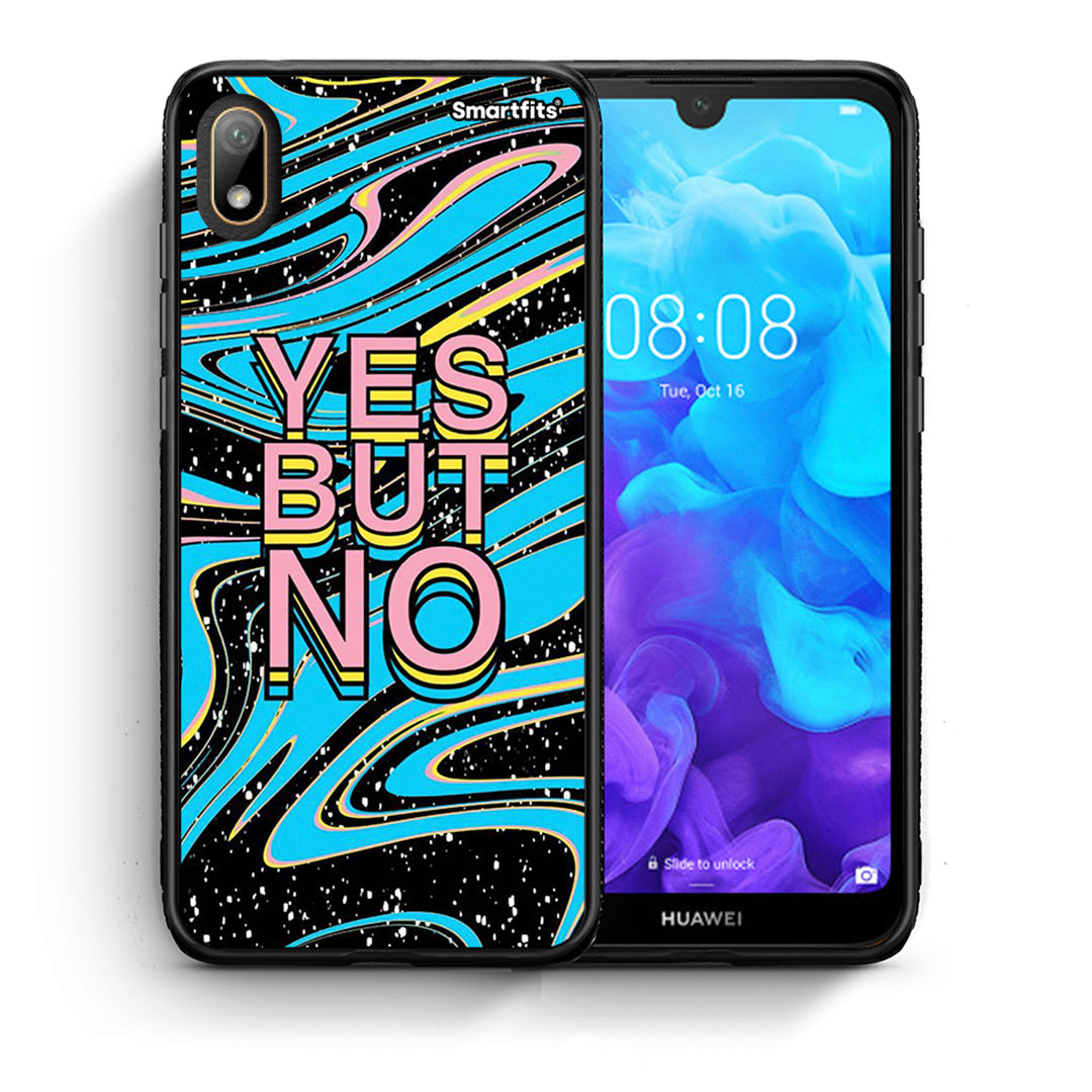 Θήκη Huawei Y5 2019 Yes But No από τη Smartfits με σχέδιο στο πίσω μέρος και μαύρο περίβλημα | Huawei Y5 2019 Yes But No case with colorful back and black bezels