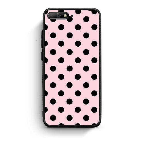 Θήκη Huawei Y6 2018 / Honor 7A Black Polka Dots on Pink από τη Smartfits με σχέδιο στο πίσω μέρος και μαύρο περίβλημα | Huawei Y6 2018 / Honor 7A Black Polka Dots on Pink case with colorful back and black bezels