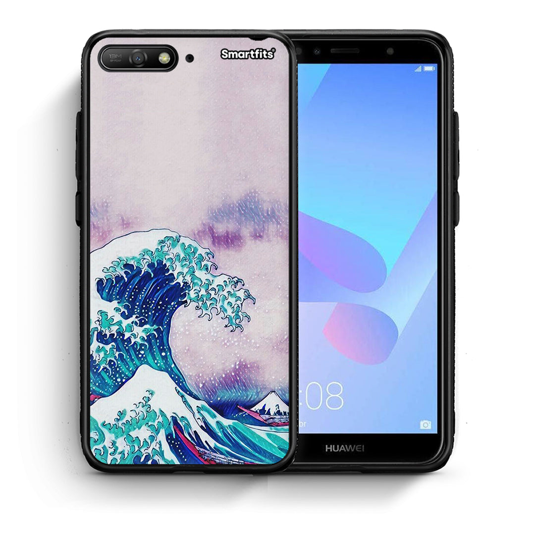 Θήκη Huawei Y6 2018 Blue Waves από τη Smartfits με σχέδιο στο πίσω μέρος και μαύρο περίβλημα | Huawei Y6 2018 Blue Waves case with colorful back and black bezels