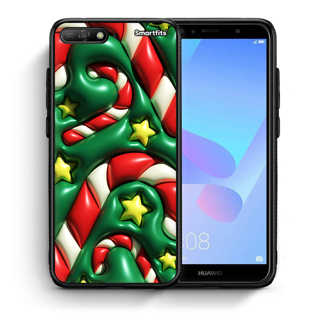 Θήκη Huawei Y6 2018 Christmas Bubbles από τη Smartfits με σχέδιο στο πίσω μέρος και μαύρο περίβλημα | Huawei Y6 2018 Christmas Bubbles case with colorful back and black bezels