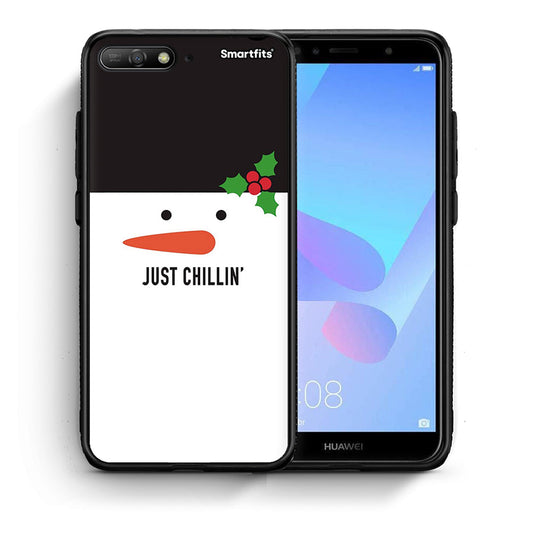 Θήκη Huawei Y6 2018 Christmas Chillin από τη Smartfits με σχέδιο στο πίσω μέρος και μαύρο περίβλημα | Huawei Y6 2018 Christmas Chillin case with colorful back and black bezels
