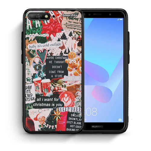 Θήκη Huawei Y6 2018 Christmas Happiness από τη Smartfits με σχέδιο στο πίσω μέρος και μαύρο περίβλημα | Huawei Y6 2018 Christmas Happiness case with colorful back and black bezels