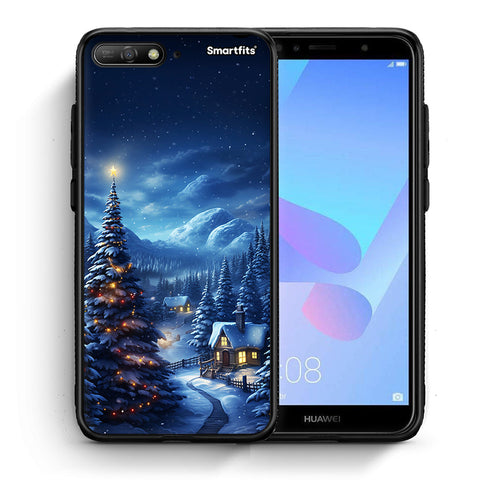Θήκη Huawei Y6 2018 Christmas Scenery από τη Smartfits με σχέδιο στο πίσω μέρος και μαύρο περίβλημα | Huawei Y6 2018 Christmas Scenery case with colorful back and black bezels