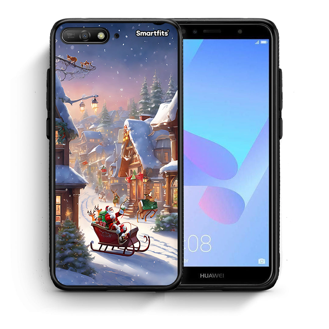 Θήκη Huawei Y6 2018 Christmas Snow από τη Smartfits με σχέδιο στο πίσω μέρος και μαύρο περίβλημα | Huawei Y6 2018 Christmas Snow case with colorful back and black bezels