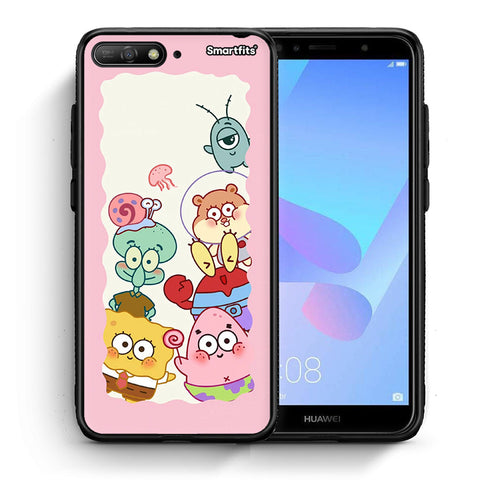 Θήκη Huawei Y6 2018 Cute Companion από τη Smartfits με σχέδιο στο πίσω μέρος και μαύρο περίβλημα | Huawei Y6 2018 Cute Companion case with colorful back and black bezels