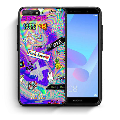 Θήκη Huawei Y6 2018 Game Over από τη Smartfits με σχέδιο στο πίσω μέρος και μαύρο περίβλημα | Huawei Y6 2018 Game Over case with colorful back and black bezels