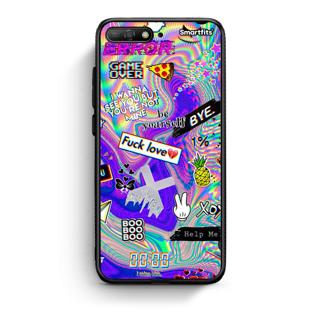 Huawei Y6 2018 Game Over θήκη από τη Smartfits με σχέδιο στο πίσω μέρος και μαύρο περίβλημα | Smartphone case with colorful back and black bezels by Smartfits