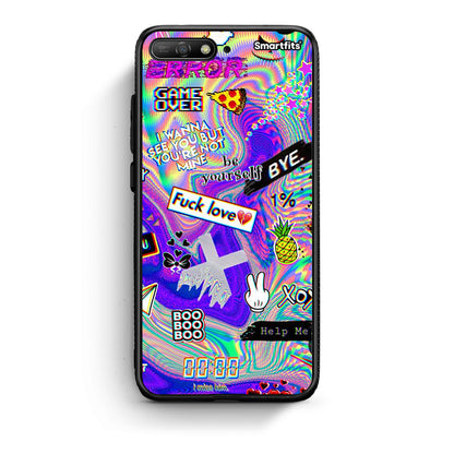 Huawei Y6 2018 Game Over θήκη από τη Smartfits με σχέδιο στο πίσω μέρος και μαύρο περίβλημα | Smartphone case with colorful back and black bezels by Smartfits