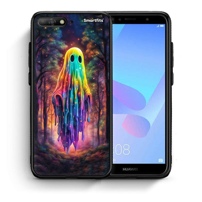 Θήκη Huawei Y6 2018 Halloween Ghost από τη Smartfits με σχέδιο στο πίσω μέρος και μαύρο περίβλημα | Huawei Y6 2018 Halloween Ghost case with colorful back and black bezels