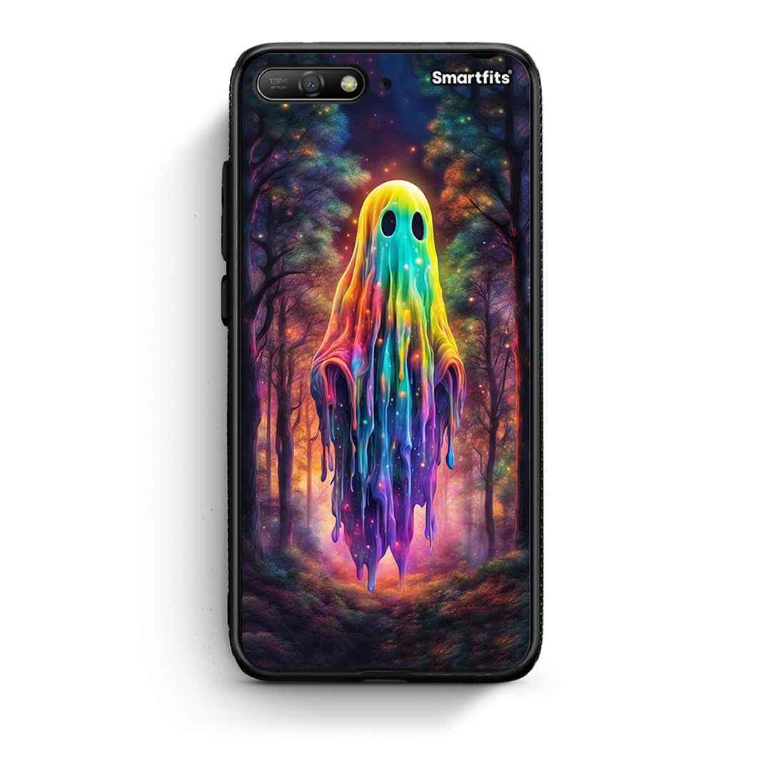 Huawei Y6 2018 Halloween Ghost θήκη από τη Smartfits με σχέδιο στο πίσω μέρος και μαύρο περίβλημα | Smartphone case with colorful back and black bezels by Smartfits