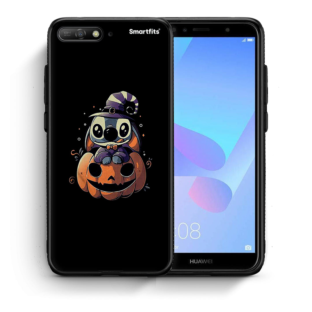 Θήκη Huawei Y6 2018 Halloween Stitch από τη Smartfits με σχέδιο στο πίσω μέρος και μαύρο περίβλημα | Huawei Y6 2018 Halloween Stitch case with colorful back and black bezels