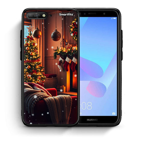 Θήκη Huawei Y6 2018 Home For Christmas από τη Smartfits με σχέδιο στο πίσω μέρος και μαύρο περίβλημα | Huawei Y6 2018 Home For Christmas case with colorful back and black bezels