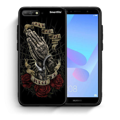 Θήκη Huawei Y6 2018 Judge By God από τη Smartfits με σχέδιο στο πίσω μέρος και μαύρο περίβλημα | Huawei Y6 2018 Judge By God case with colorful back and black bezels