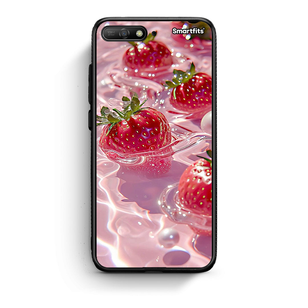 Huawei Y6 2018 Juicy Strawberries θήκη από τη Smartfits με σχέδιο στο πίσω μέρος και μαύρο περίβλημα | Smartphone case with colorful back and black bezels by Smartfits