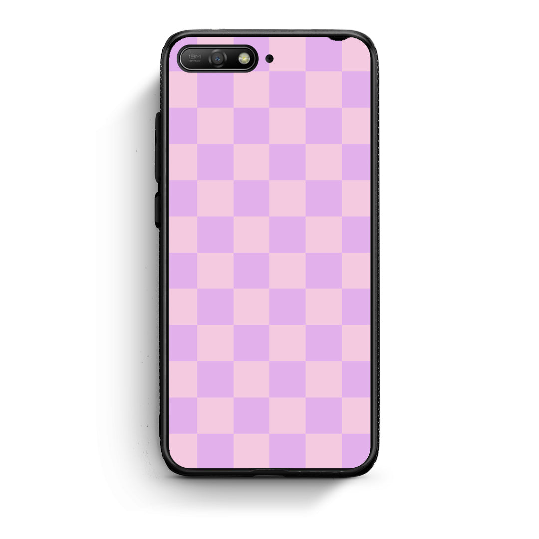 Θήκη Huawei Y6 2018 / Honor 7A Lavender and Pink Checkerboard από τη Smartfits με σχέδιο στο πίσω μέρος και μαύρο περίβλημα | Huawei Y6 2018 / Honor 7A Lavender and Pink Checkerboard case with colorful back and black bezels