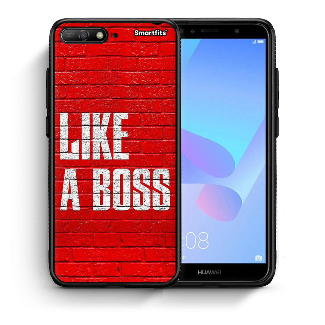 Θήκη Huawei Y6 2018 Like A Boss από τη Smartfits με σχέδιο στο πίσω μέρος και μαύρο περίβλημα | Huawei Y6 2018 Like A Boss case with colorful back and black bezels