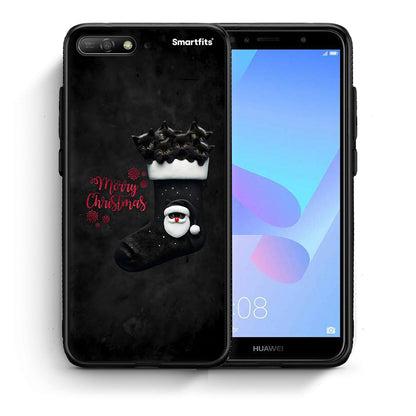 Θήκη Huawei Y6 2018 Merry Cat Christmas από τη Smartfits με σχέδιο στο πίσω μέρος και μαύρο περίβλημα | Huawei Y6 2018 Merry Cat Christmas case with colorful back and black bezels