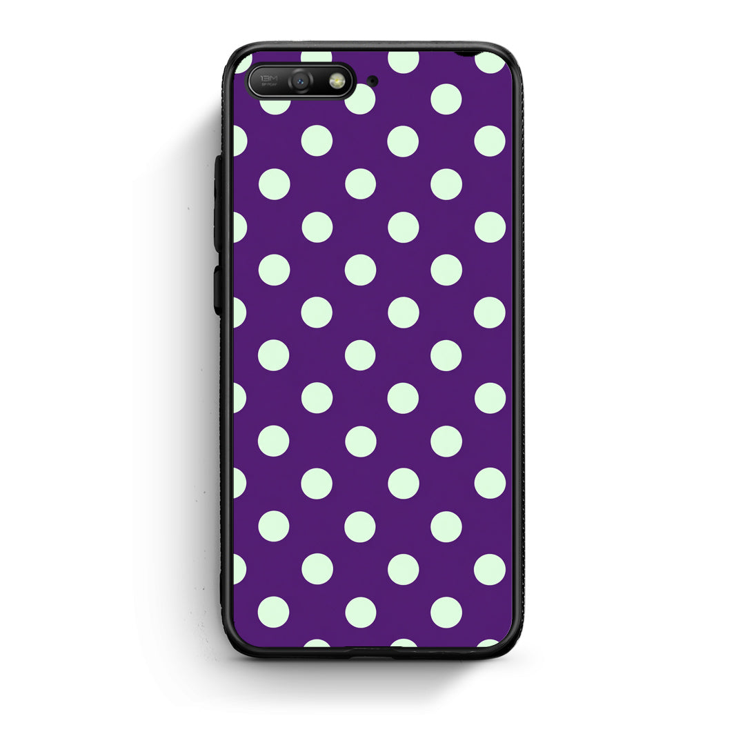 Θήκη Huawei Y6 2018 / Honor 7A Mint Polka Dots on Purple από τη Smartfits με σχέδιο στο πίσω μέρος και μαύρο περίβλημα | Huawei Y6 2018 / Honor 7A Mint Polka Dots on Purple case with colorful back and black bezels