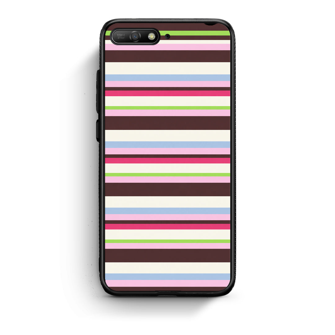 Θήκη Huawei Y6 2018 / Honor 7A Multicolour Horizontal Stripes από τη Smartfits με σχέδιο στο πίσω μέρος και μαύρο περίβλημα | Huawei Y6 2018 / Honor 7A Multicolour Horizontal Stripes case with colorful back and black bezels