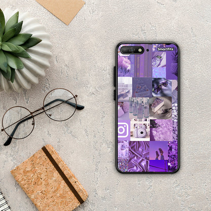 Purple Aesthetic Collage - Huawei Y6 2018 / Honor 7A θήκη