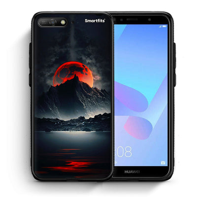 Θήκη Huawei Y6 2018 Red Full Moon από τη Smartfits με σχέδιο στο πίσω μέρος και μαύρο περίβλημα | Huawei Y6 2018 Red Full Moon case with colorful back and black bezels