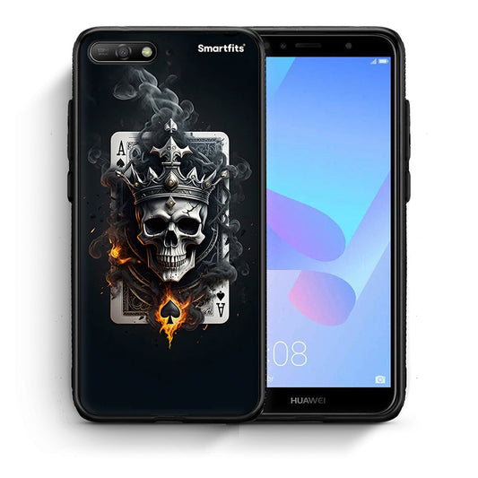Θήκη Huawei Y6 2018 Skull King Ace από τη Smartfits με σχέδιο στο πίσω μέρος και μαύρο περίβλημα | Huawei Y6 2018 Skull King Ace case with colorful back and black bezels