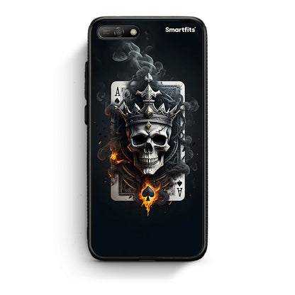 Huawei Y6 2018 Skull King Ace θήκη από τη Smartfits με σχέδιο στο πίσω μέρος και μαύρο περίβλημα | Smartphone case with colorful back and black bezels by Smartfits