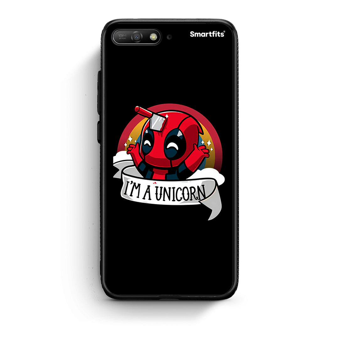 Huawei Y6 2018 Unicorn Deadpool θήκη από τη Smartfits με σχέδιο στο πίσω μέρος και μαύρο περίβλημα | Smartphone case with colorful back and black bezels by Smartfits