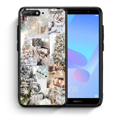 Θήκη Huawei Y6 2018 White Christmas από τη Smartfits με σχέδιο στο πίσω μέρος και μαύρο περίβλημα | Huawei Y6 2018 White Christmas case with colorful back and black bezels