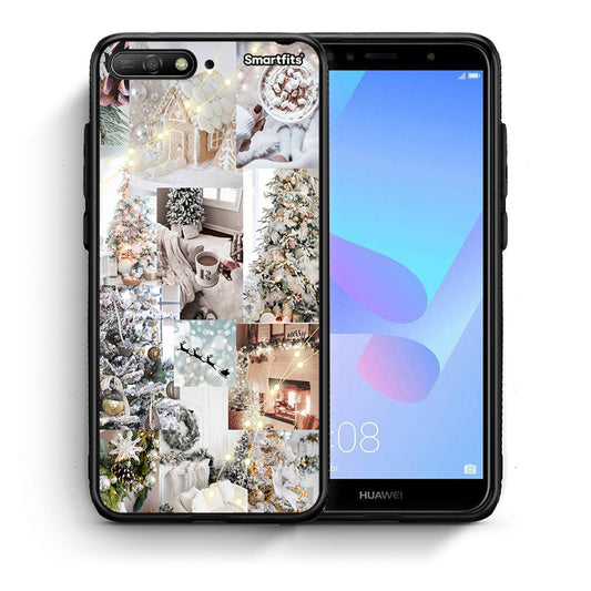 Θήκη Huawei Y6 2018 White Christmas από τη Smartfits με σχέδιο στο πίσω μέρος και μαύρο περίβλημα | Huawei Y6 2018 White Christmas case with colorful back and black bezels