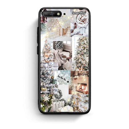 Huawei Y6 2018 White Christmas θήκη από τη Smartfits με σχέδιο στο πίσω μέρος και μαύρο περίβλημα | Smartphone case with colorful back and black bezels by Smartfits