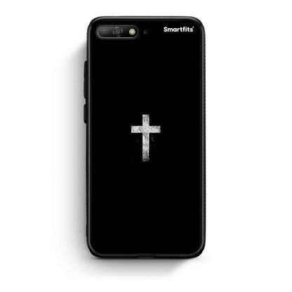 Huawei Y6 2018 White Cross θήκη από τη Smartfits με σχέδιο στο πίσω μέρος και μαύρο περίβλημα | Smartphone case with colorful back and black bezels by Smartfits