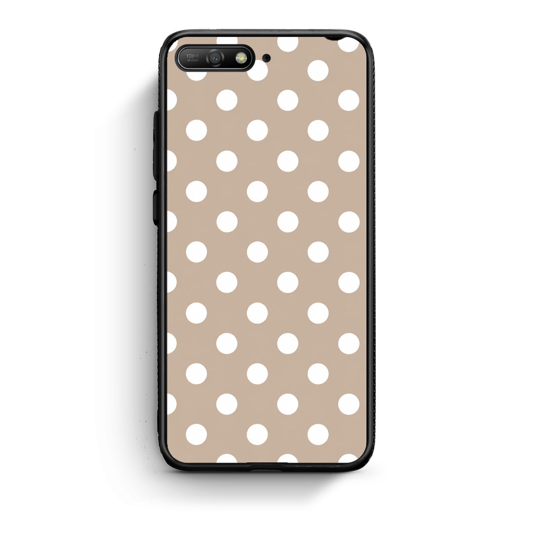 Θήκη Huawei Y6 2018 / Honor 7A White Polka Dots on Taupe από τη Smartfits με σχέδιο στο πίσω μέρος και μαύρο περίβλημα | Huawei Y6 2018 / Honor 7A White Polka Dots on Taupe case with colorful back and black bezels