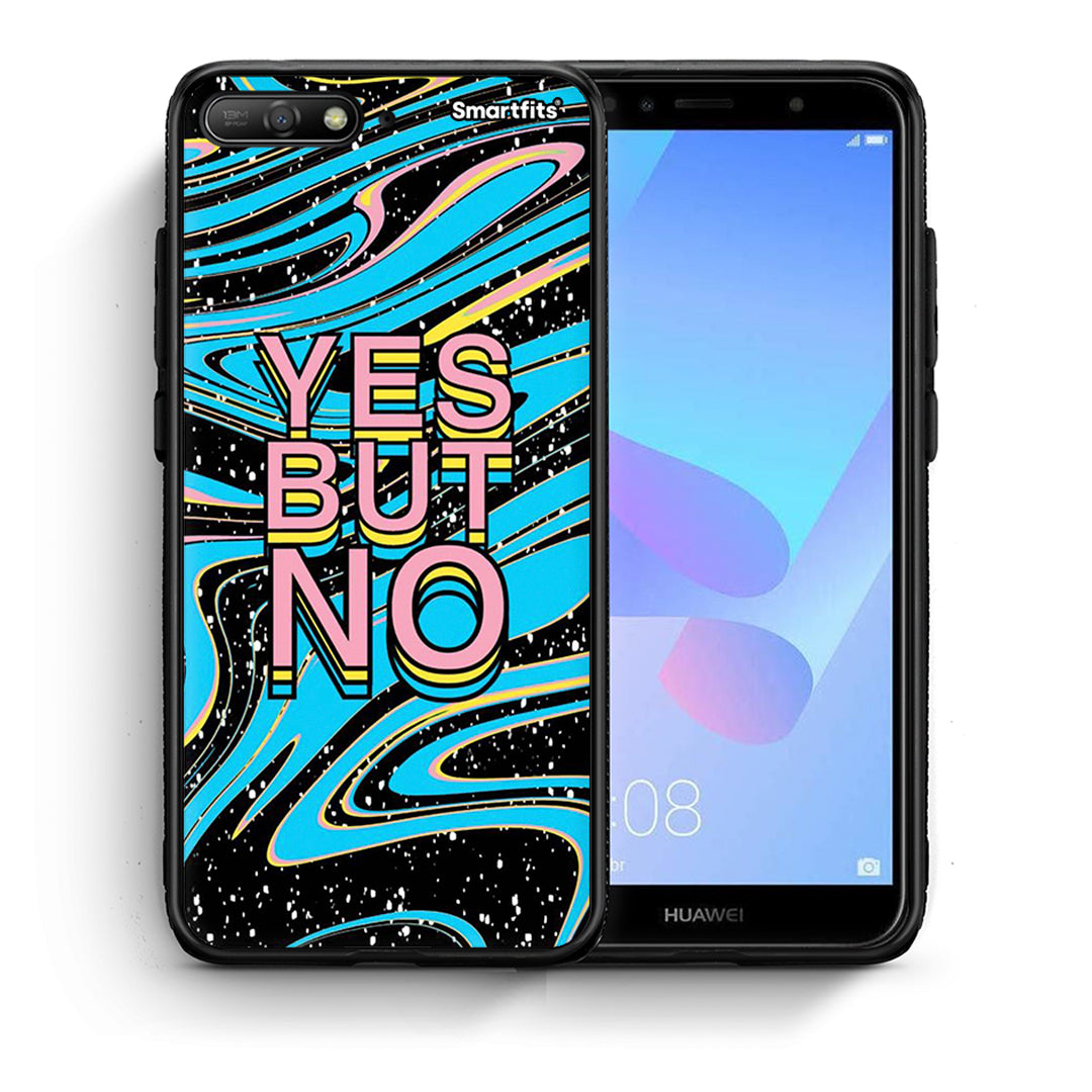 Θήκη Huawei Y6 2018 Yes But No από τη Smartfits με σχέδιο στο πίσω μέρος και μαύρο περίβλημα | Huawei Y6 2018 Yes But No case with colorful back and black bezels