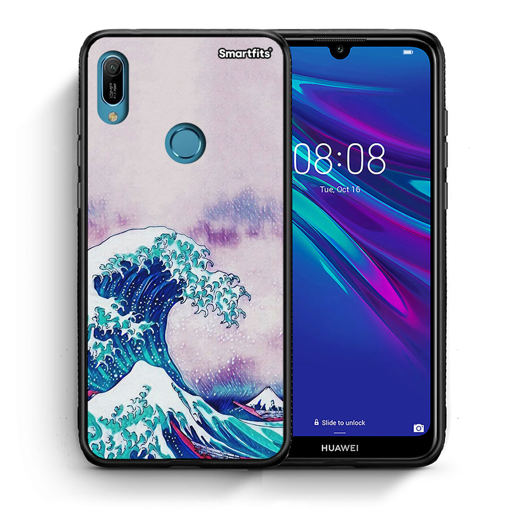 Θήκη Huawei Y6 2019 Blue Waves από τη Smartfits με σχέδιο στο πίσω μέρος και μαύρο περίβλημα | Huawei Y6 2019 Blue Waves case with colorful back and black bezels
