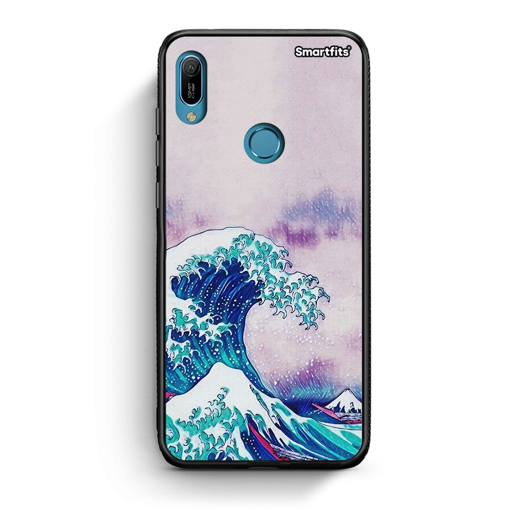Huawei Y6 2019 Blue Waves θήκη από τη Smartfits με σχέδιο στο πίσω μέρος και μαύρο περίβλημα | Smartphone case with colorful back and black bezels by Smartfits