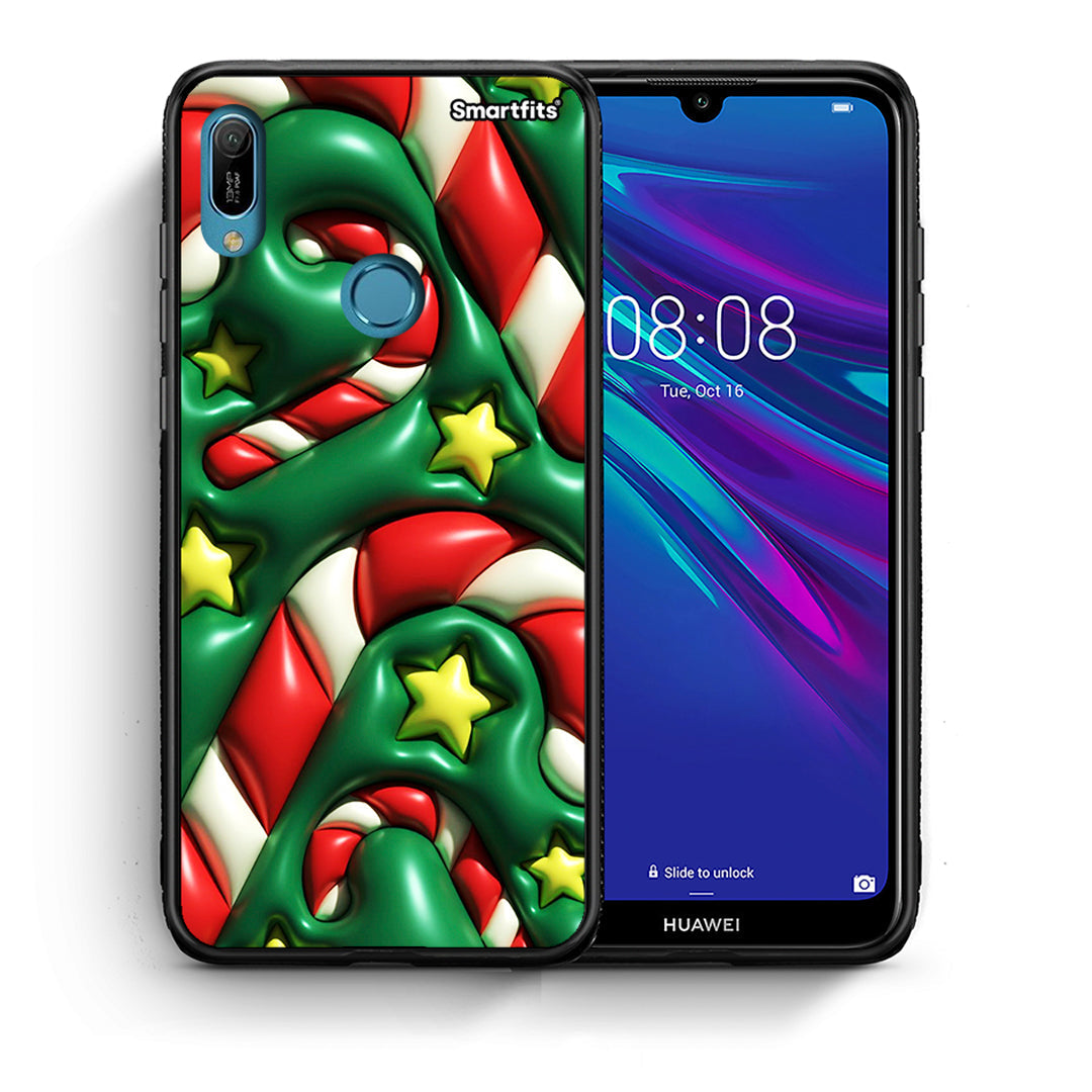 Θήκη Huawei Y6 2019 Christmas Bubbles από τη Smartfits με σχέδιο στο πίσω μέρος και μαύρο περίβλημα | Huawei Y6 2019 Christmas Bubbles case with colorful back and black bezels