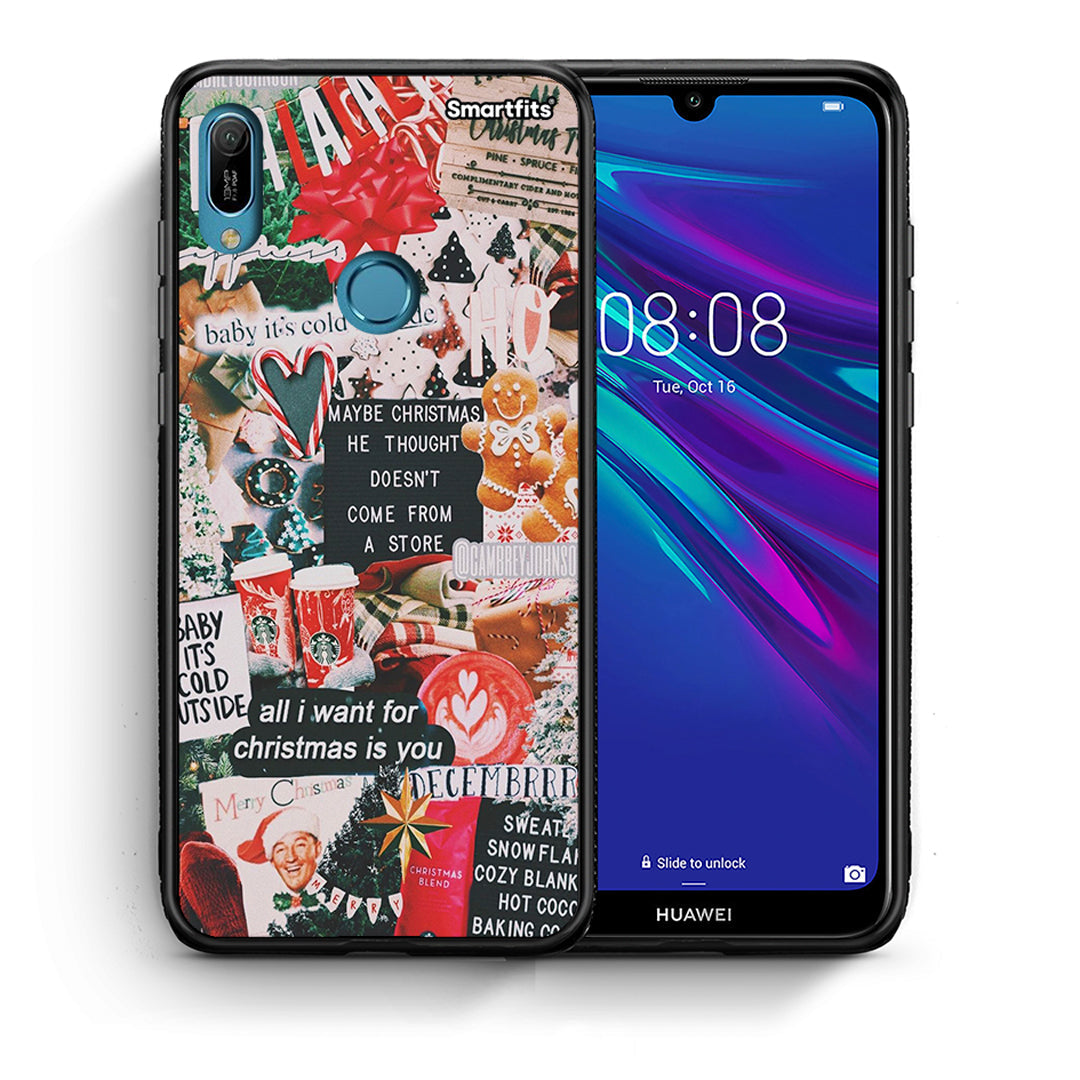 Θήκη Huawei Y6 2019 Christmas Happiness από τη Smartfits με σχέδιο στο πίσω μέρος και μαύρο περίβλημα | Huawei Y6 2019 Christmas Happiness case with colorful back and black bezels