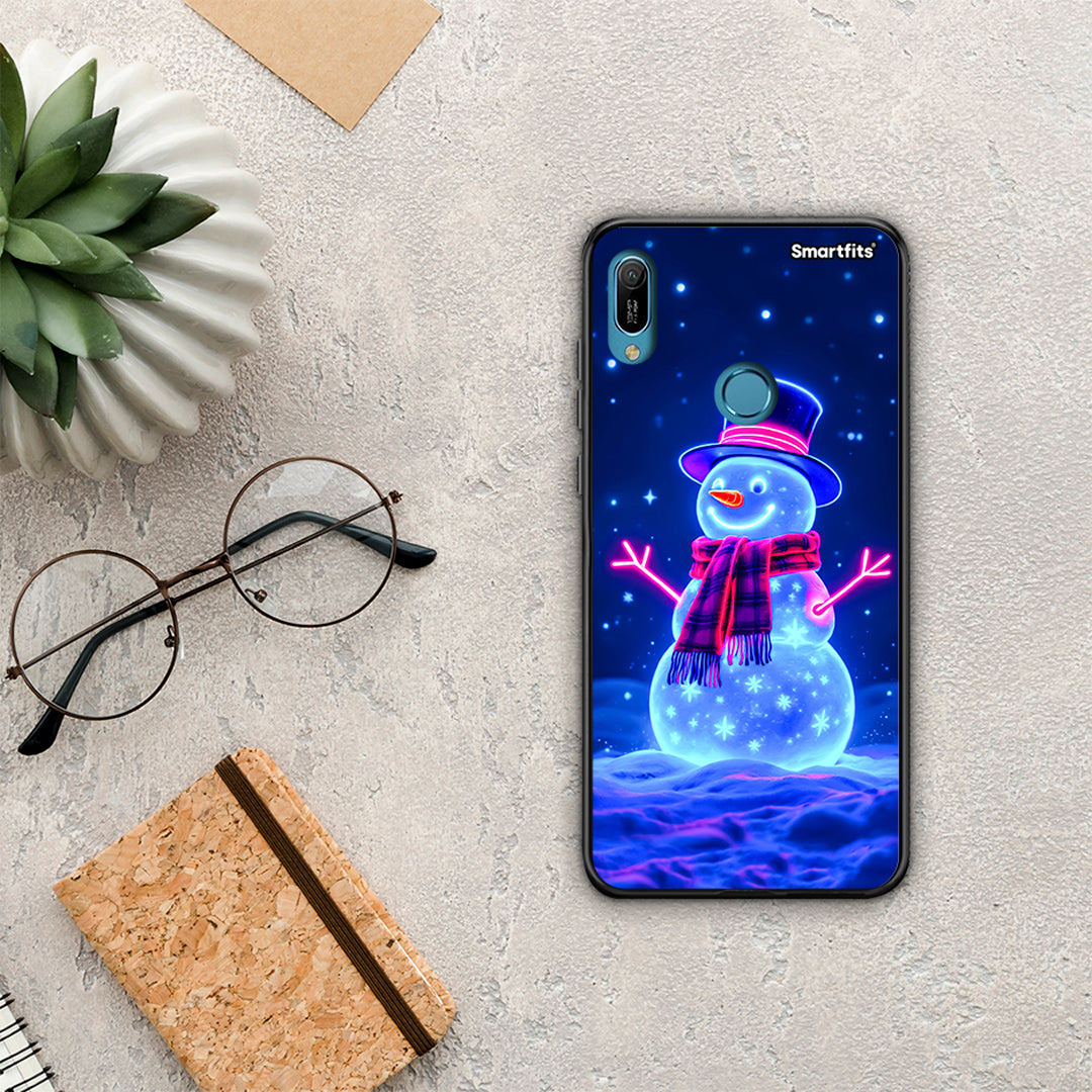 Christmas Neon Snowman - Huawei Y6 2019 θήκη