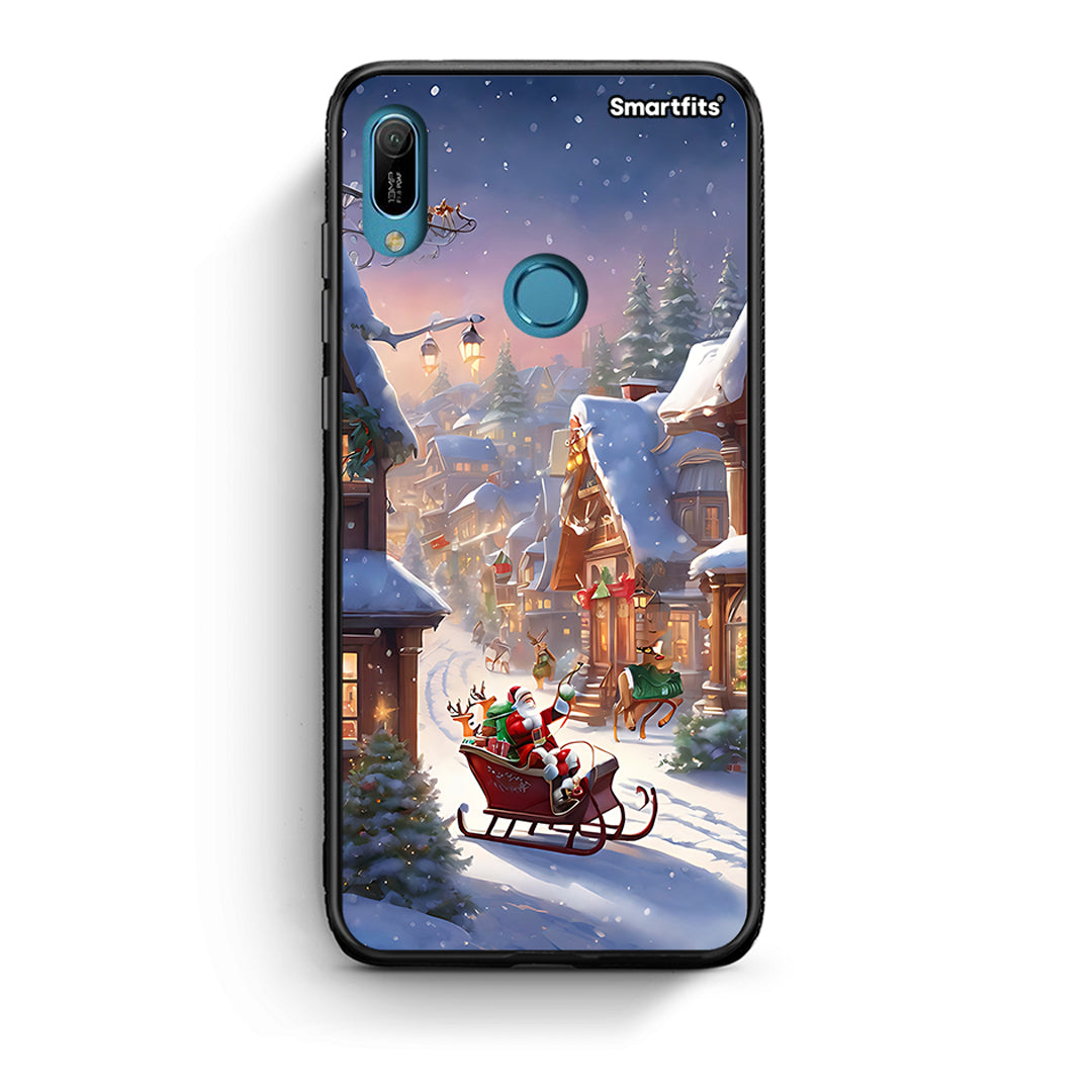 Huawei Y6 2019 Christmas Snow θήκη από τη Smartfits με σχέδιο στο πίσω μέρος και μαύρο περίβλημα | Smartphone case with colorful back and black bezels by Smartfits